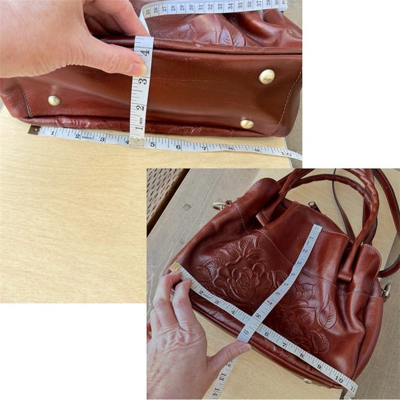 Patricia Nash Ashford Rose Tooled Leather Crossbody Satchel In British Tan - Picture 12 of 16